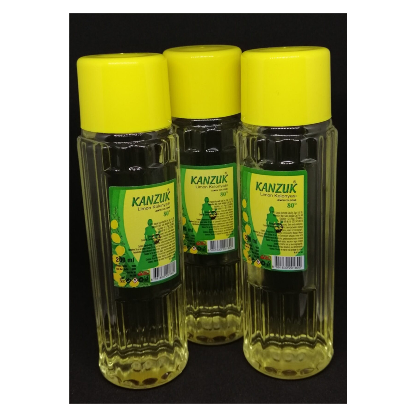 Kanzuk Limon Kolonyası 80 Derece 200 ml, 3 Adet