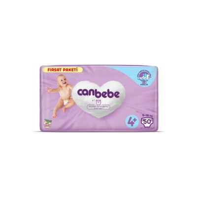 Canbebe Bebek Bezi Aylık Paket 4+ Maxi Beden 50'li