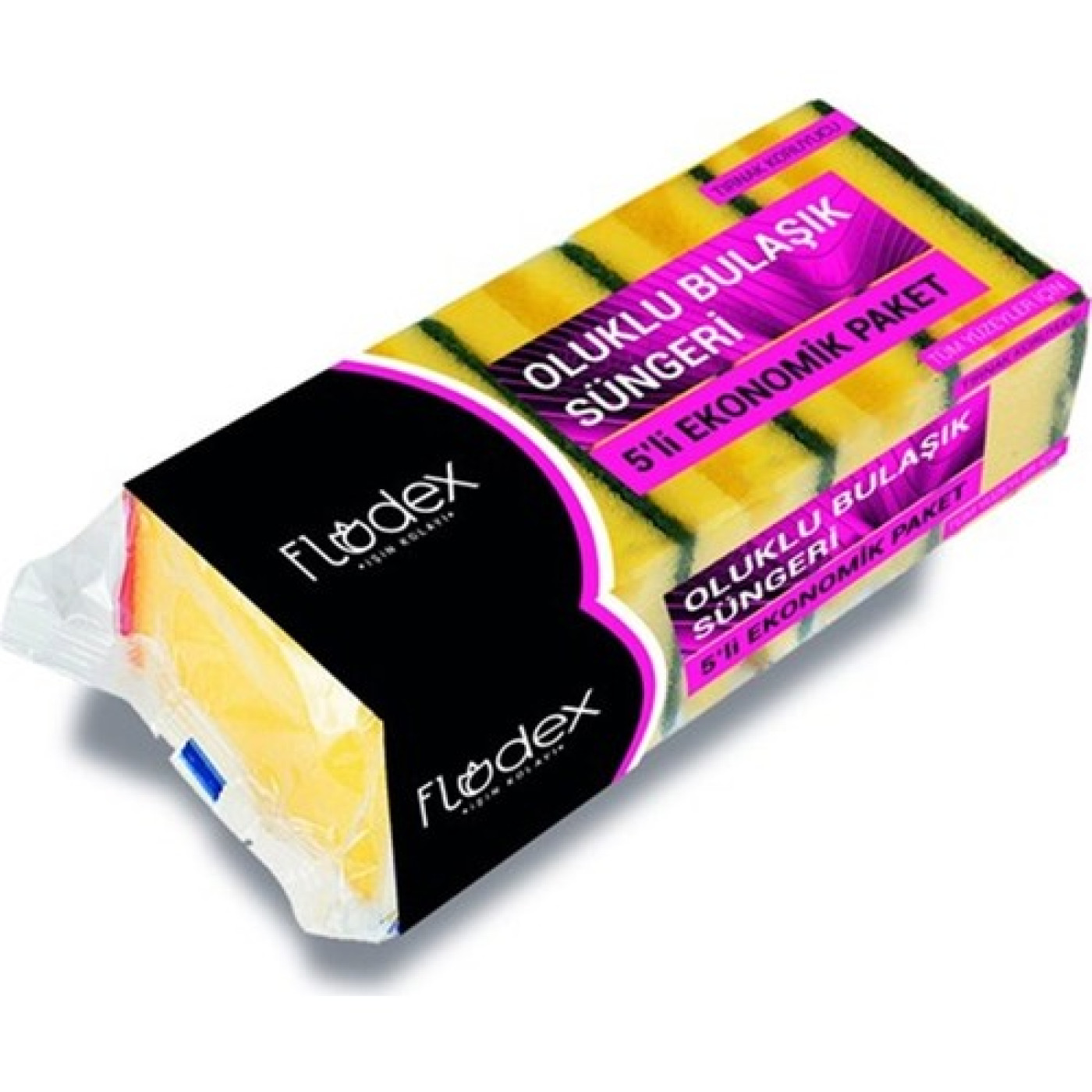 Flodex Oluklu Bulaşık Süngeri Yeşil, 5'li