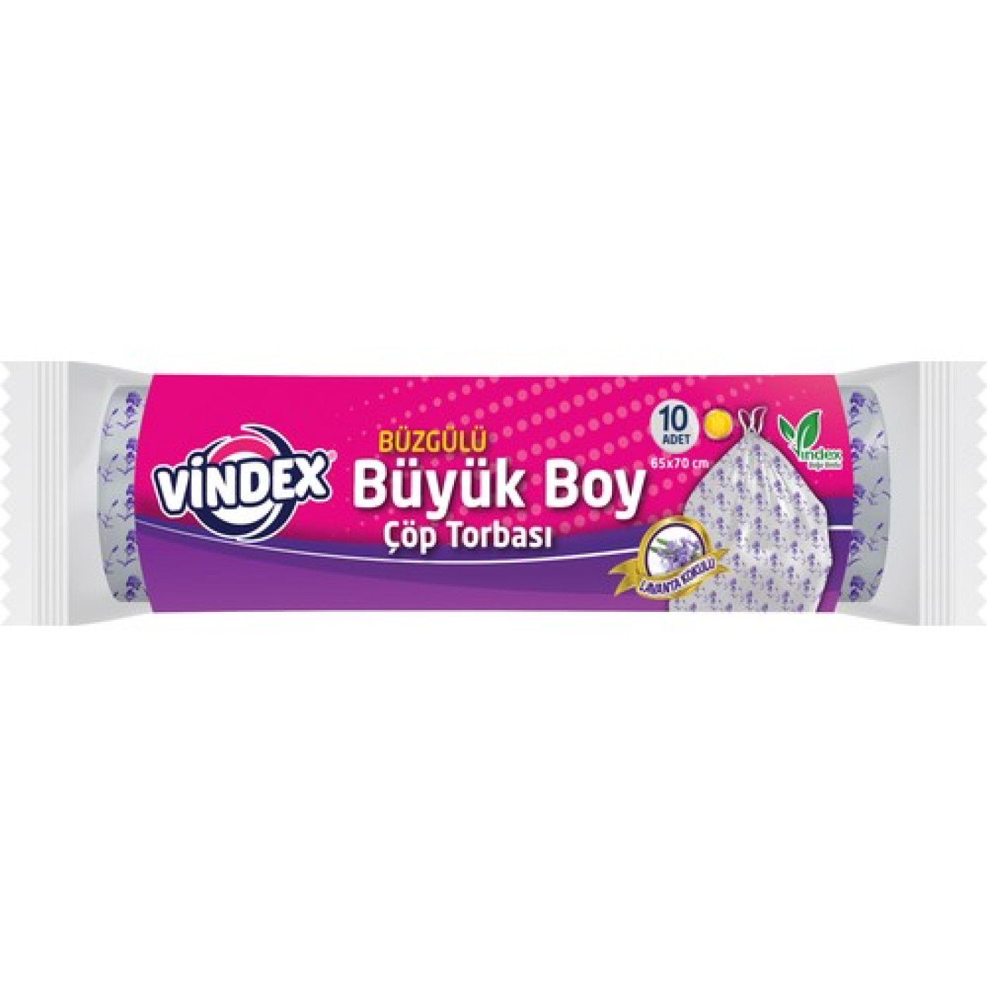 Vindex Büzgülü Çöp Poşeti Büyük Boy Lavanta Kokulu 65 x 70 cm 10'lu