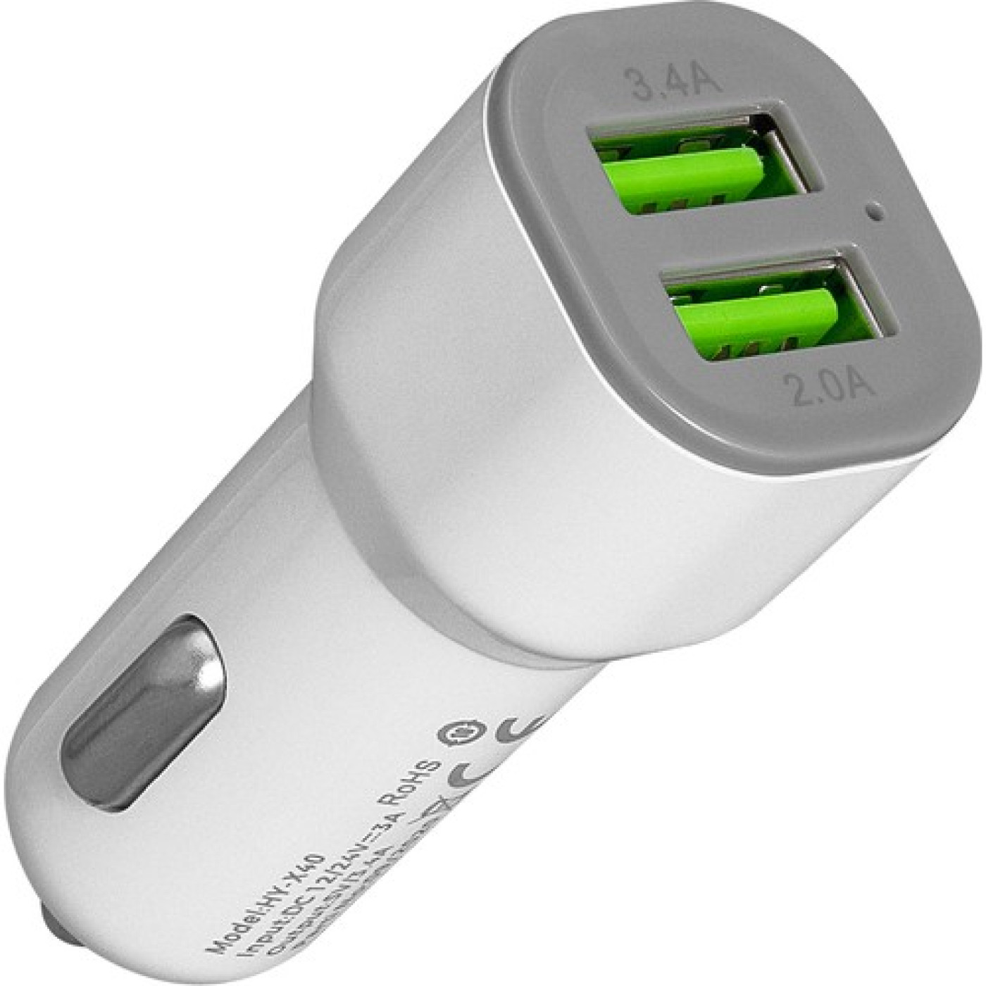 Groupemr HY-X40 3.4A Hızlı Şarj 2 USB Beyaz Araç Şarj Cihazı