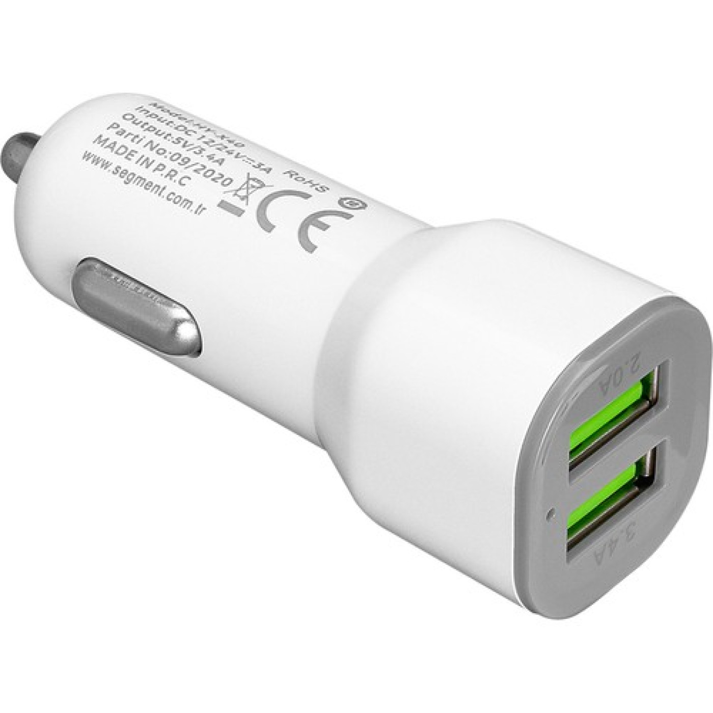Groupemr HY-X40 3.4A Hızlı Şarj 2 USB Beyaz Araç Şarj Cihazı