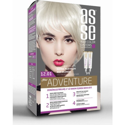Asse Adventure Set Saç Boyası No:12.1 Extra Küllü Platin – Kalıcı, 1+1 İki Kullanım Seti