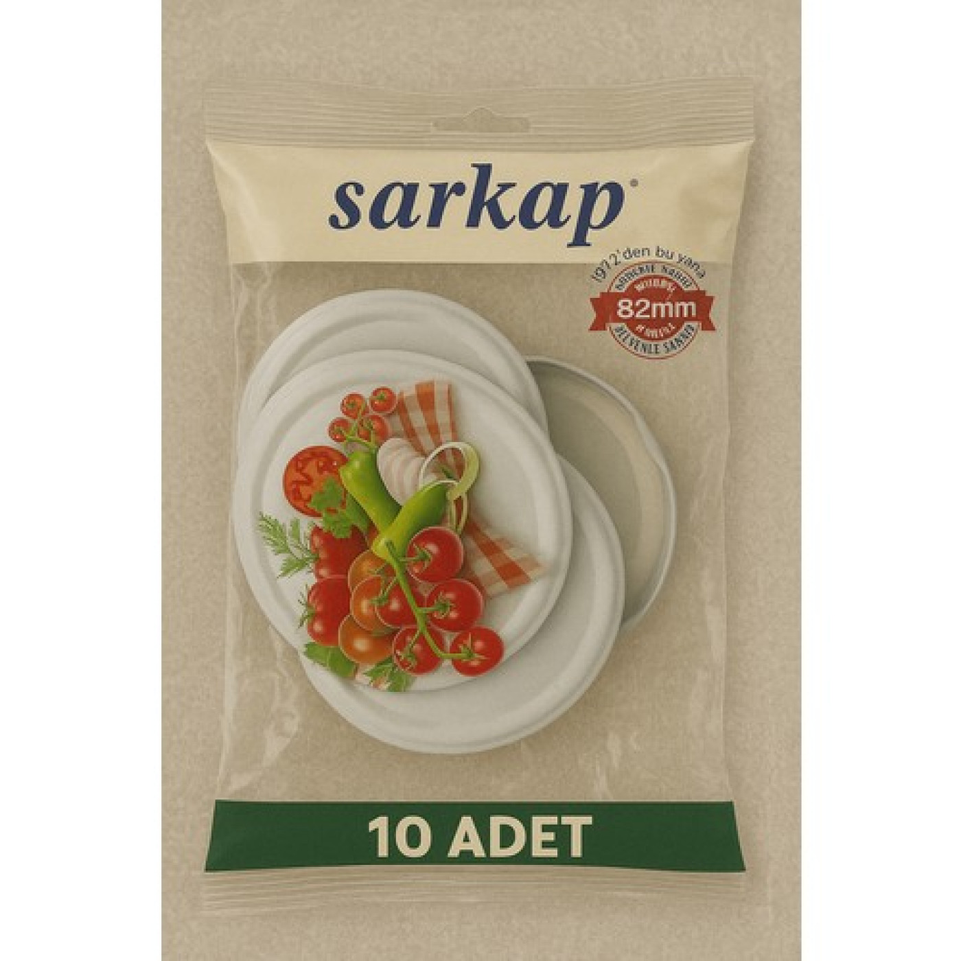 Sarkap 82 mm Pastoral Desenli Kavanoz Kapağı – 10 Adet