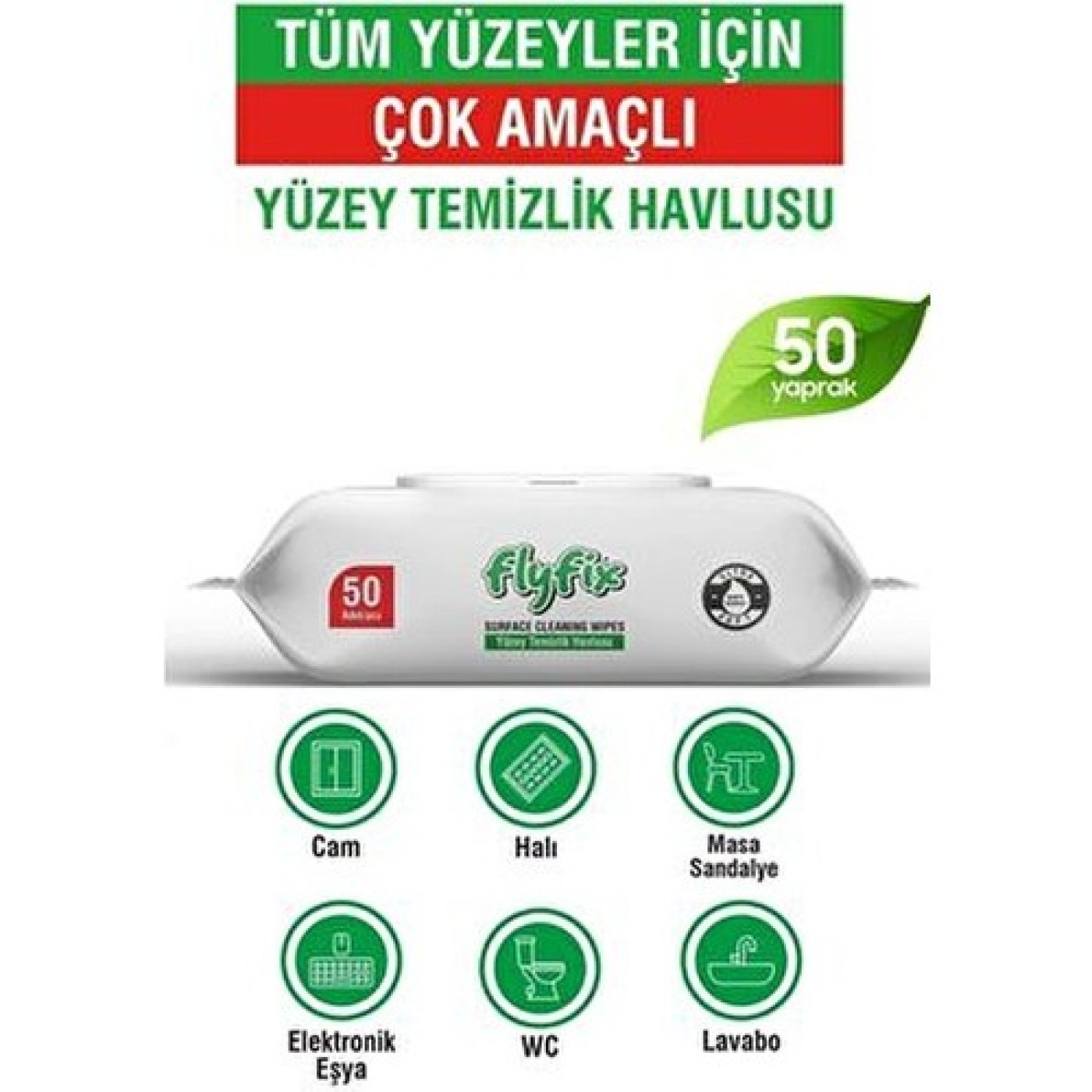 Flyfix Easy Clean Yüzey Temizlik Havlusu – Beyaz Sabun Katkılı, 50 Yaprak