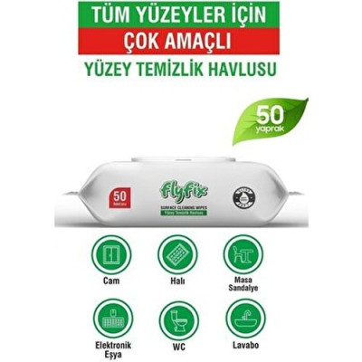 Flyfix Easy Clean Yüzey Temizlik Havlusu – Beyaz Sabun Katkılı, 50 Yaprak