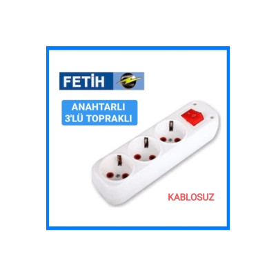 Ada Hırdavat Fetih 3'lü Grup Priz – Anahtarlı, Topraklı, Klemensli, Kablosuz, Beyaz