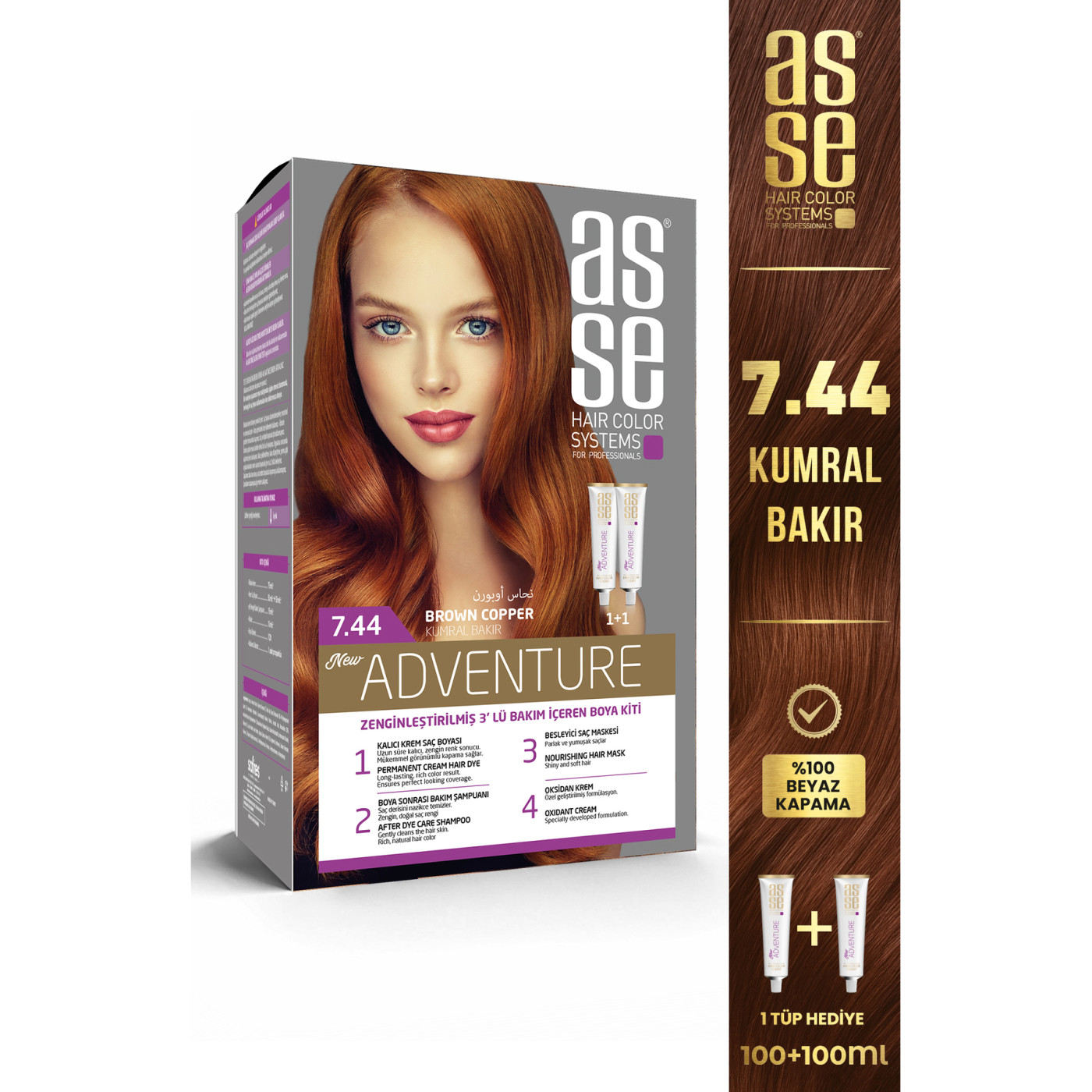 Asse Adventure Set Saç Boyası No:7.44 Kumral Bakır
