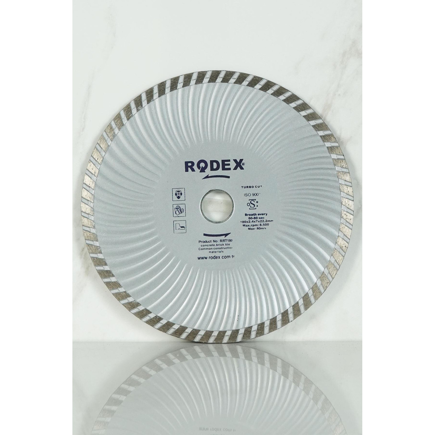 Rodex RRT180 Turbo Elmas Kesme Diski 180 mm – Beton, Tuğla, Granit, 5 Adet