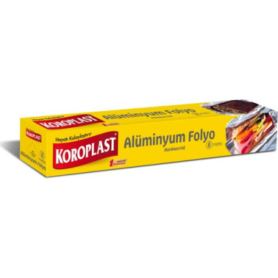 Koroplast Alüminyum Folyo 30 cm x 8 m – Gıda Saklama için, Pişirmeye Uygun Değil