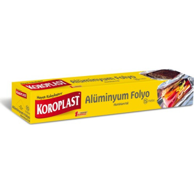 Koroplast Alüminyum Folyo 30 cm x 15 m – Gıda Saklama için, Pişirmeye Uygun Değil