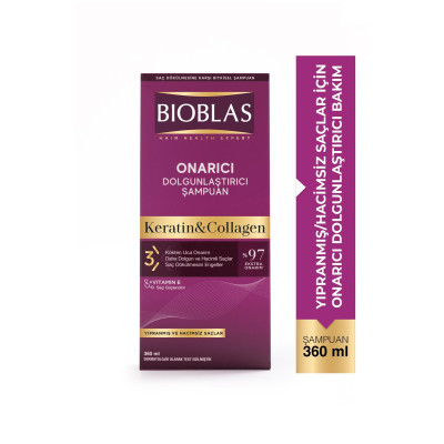 Bioblas Keratin & Kolajen Saç Bakım Şampuanı 360 ml – İnce ve Yıpranmış Saçlar İçin