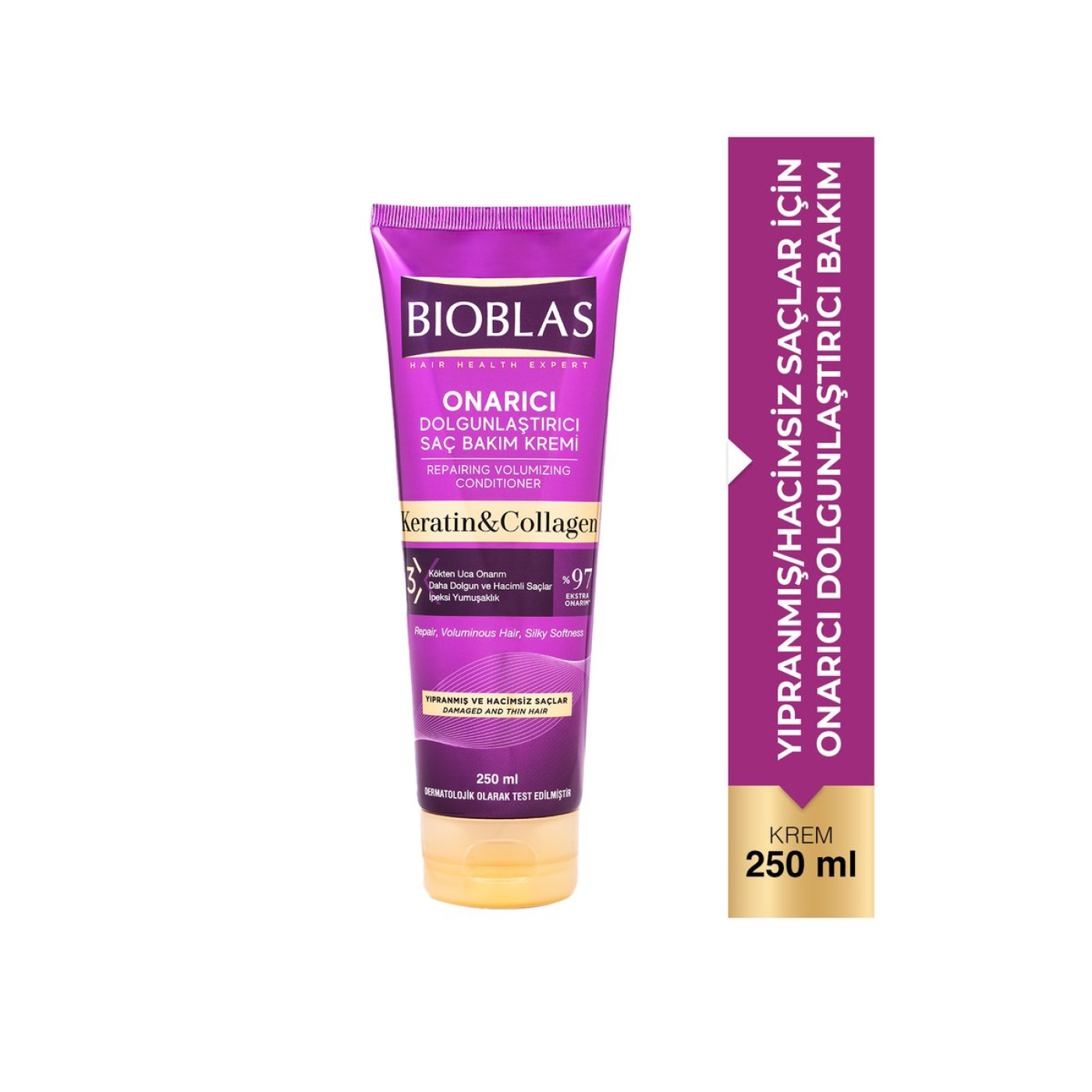 Bioblas Keratin & Kolajen Saç Bakım Kremi 250 ml – Onarıcı, İnce ve Yıpranmış Saçlar İçin