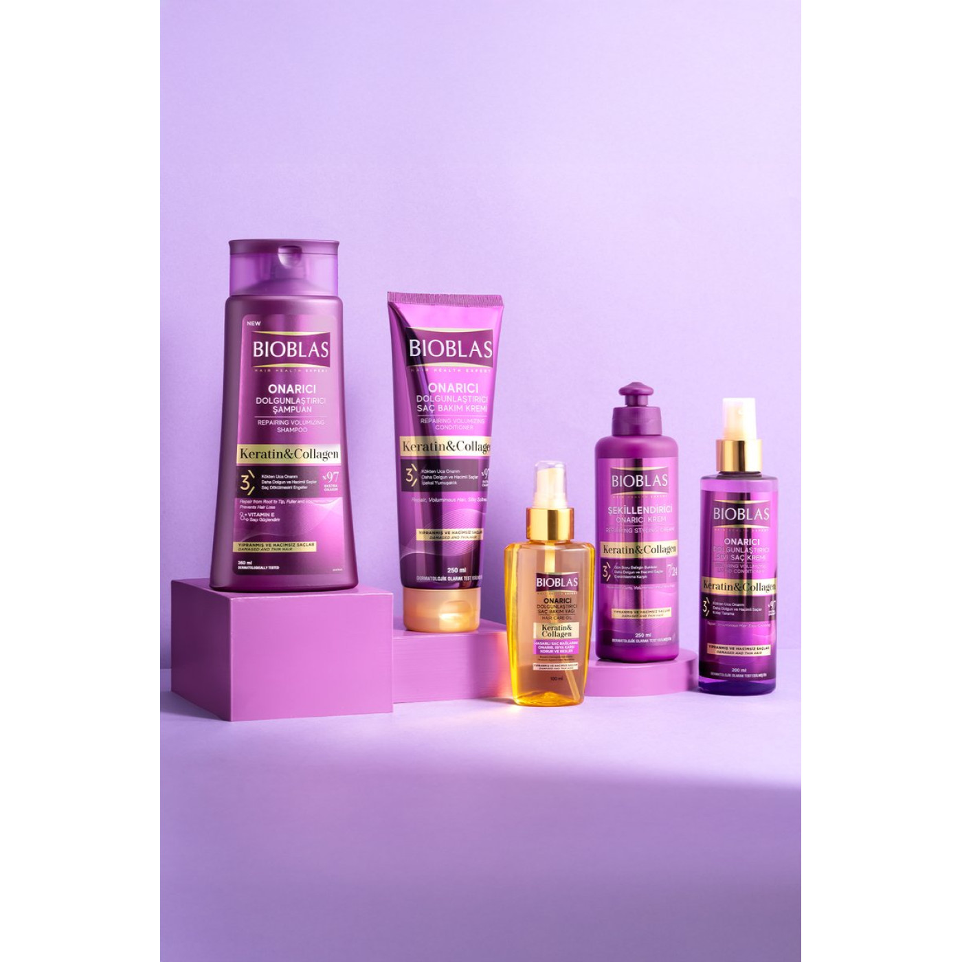 Bioblas Keratin & Kolajen Saç Bakım Kremi 250 ml – Onarıcı, İnce ve Yıpranmış Saçlar İçin
