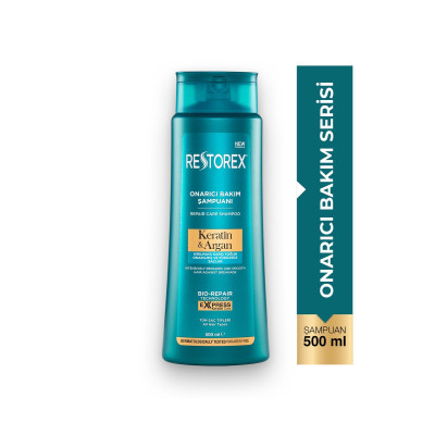 Restorex Keratin & Argan Onarıcı Şampuan 500 ml – Yıpranmış Saçlar