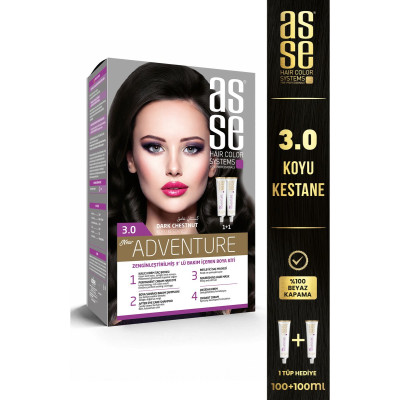 Asse Set Saç Boyası No:3.0 Koyu Kestane – Kalıcı Krem Boya