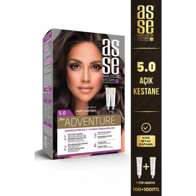 Asse Adventure Set Saç Boyası No:5.0 Açık Kestane – Kalıcı Krem Boya