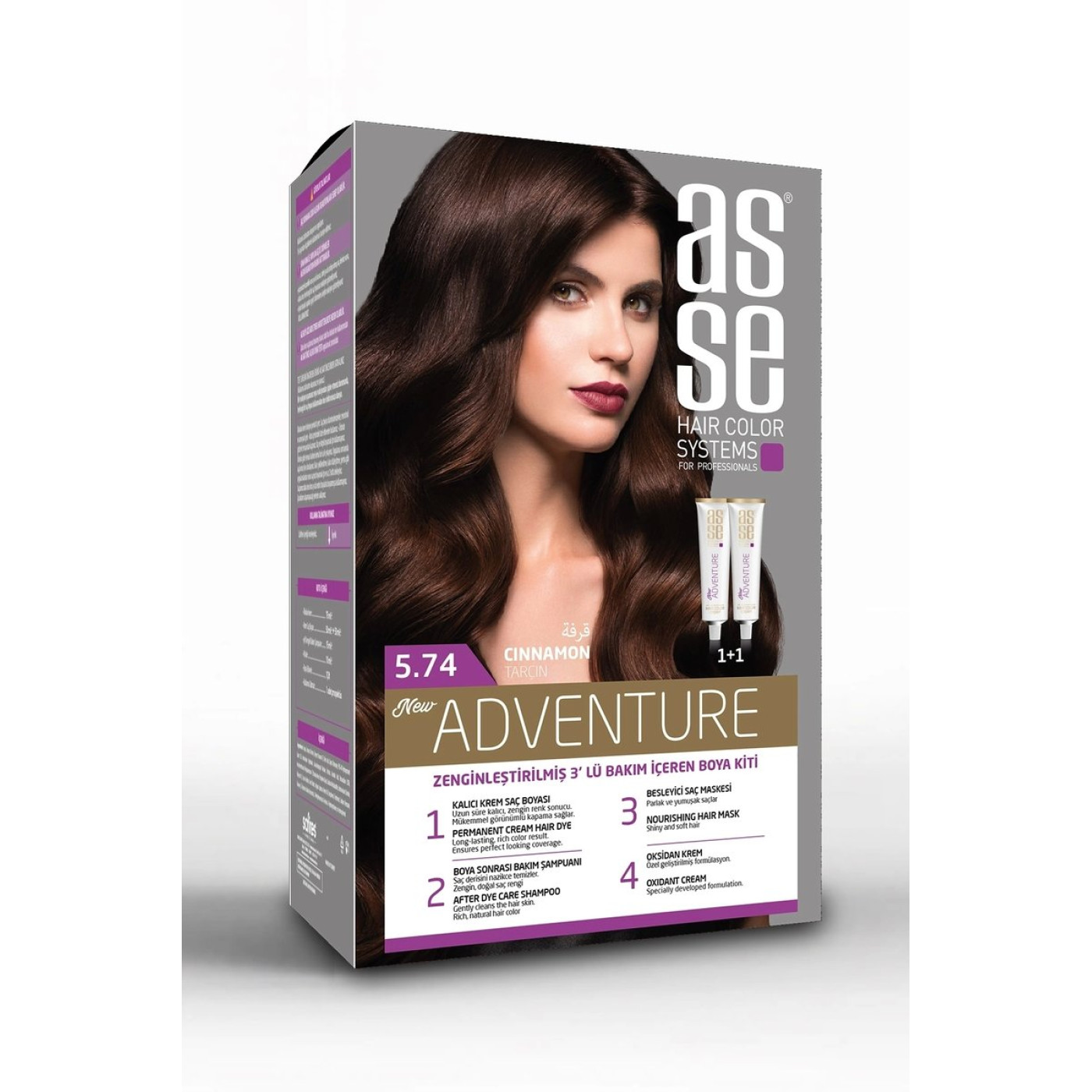 Asse Adventure Set Saç Boyası No:5.74 Tarçın – Kalıcı Krem Boya, 1+1 İki Kullanım