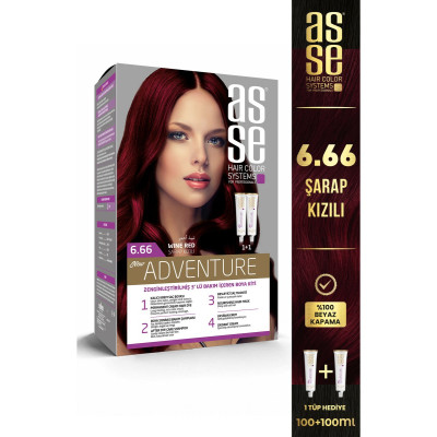 Asse Adventure Set Saç Boyası No:6.66 Şarap Kızılı – Kalıcı Krem Boya