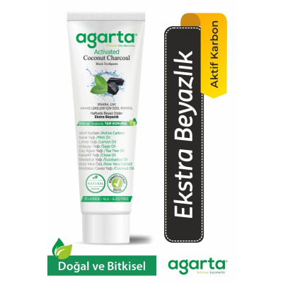 Agarta Hindistan Cevizi Özlü Aktif Karbonlu Diş Macunu 100 ml – Florürsüz