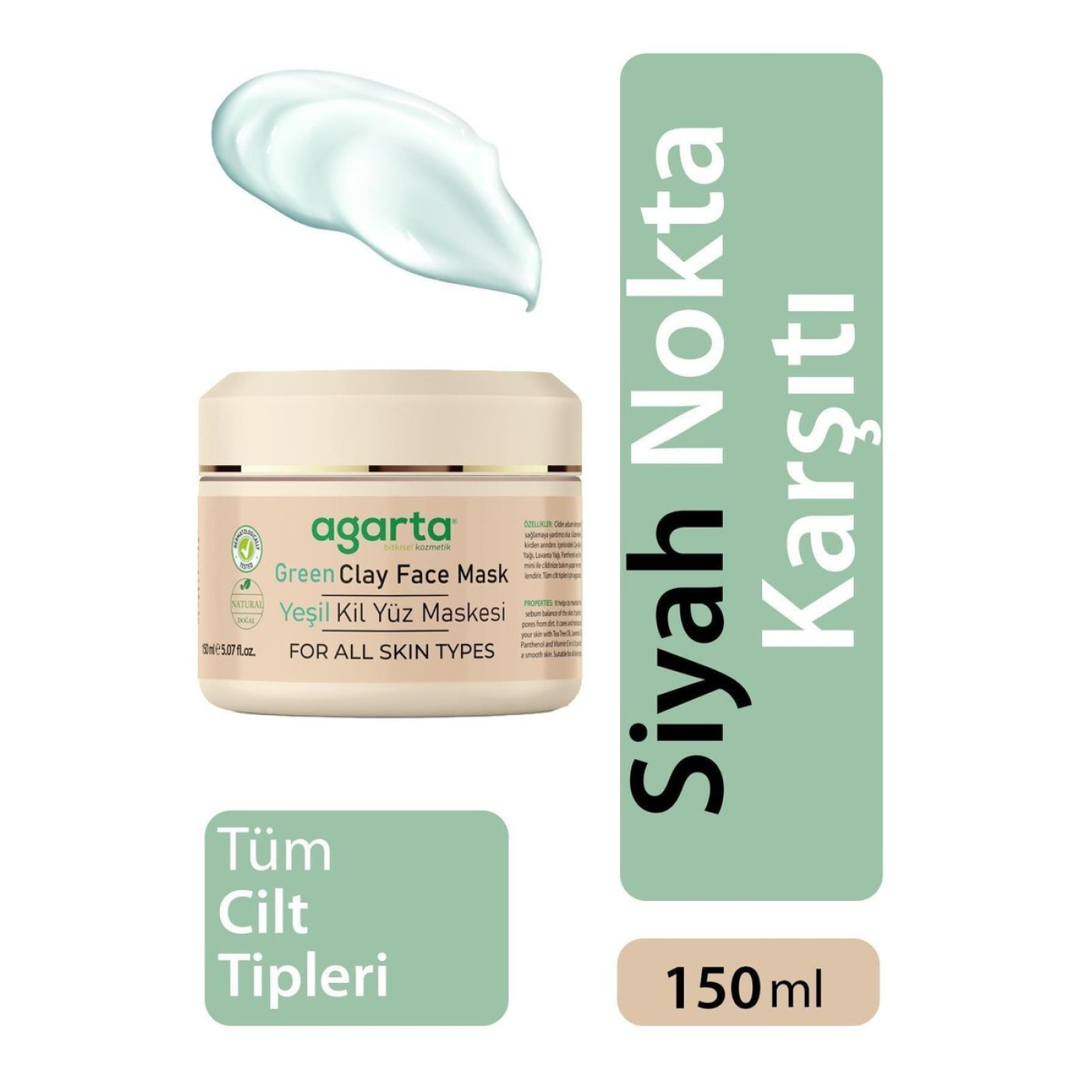 Agarta Yeşil Kil Maskesi 150 ml – Çay Ağacı ve Lavanta Özlü