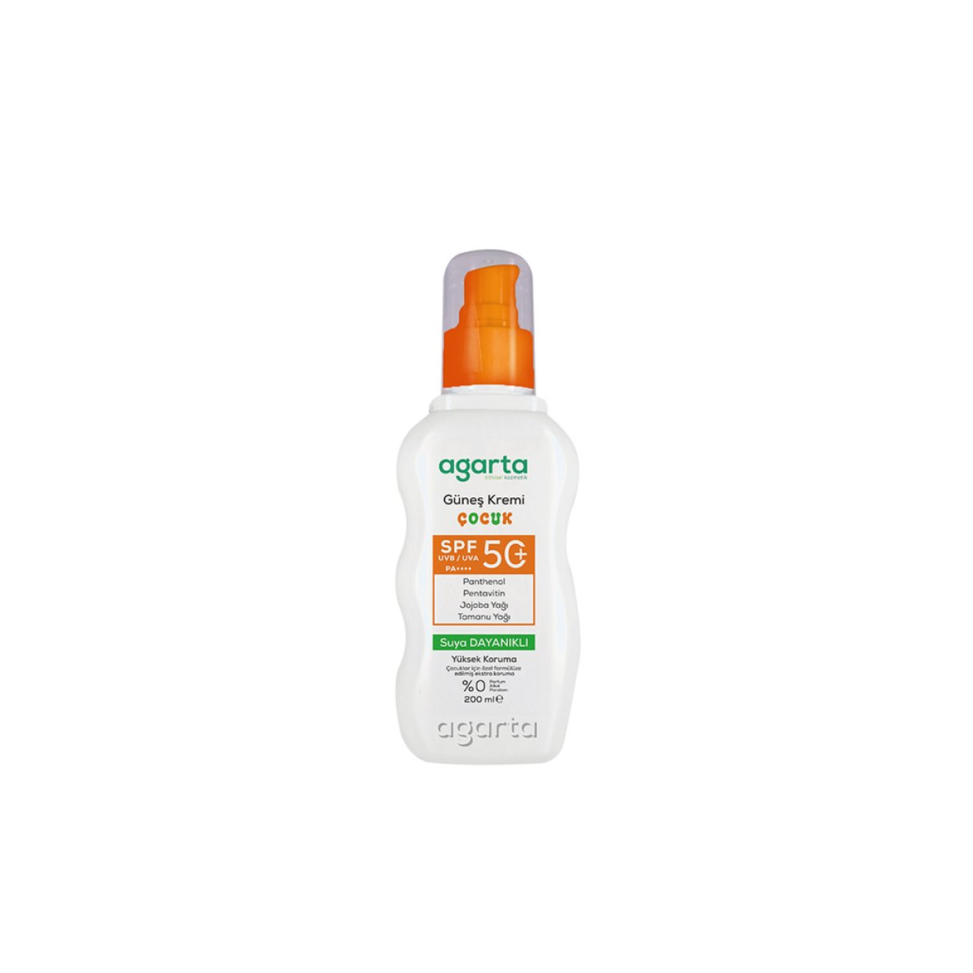 Agarta Kids Suya Dayanıklı Güneş Kremi SPF 50+ 200 ml – Yüz ve Vücut, 3 Yaş Üstü