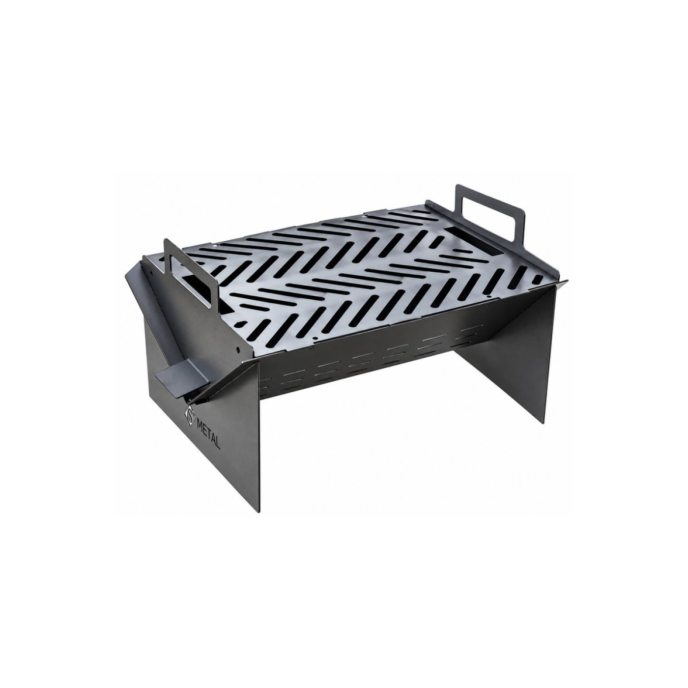 Portatif Katlanabilir Çelik Mangal 50x30 cm – Piknik, Kamp, Bahçe, Alev Desenli