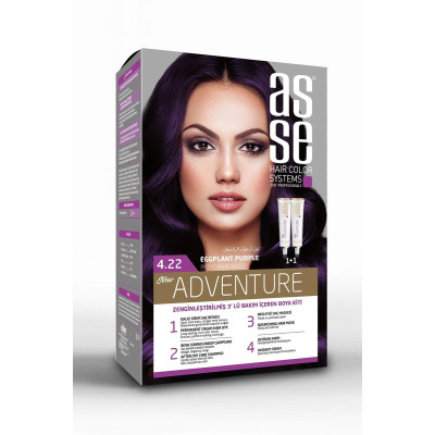 Asse Adventure Saç Boyası Seti 1+1 – No:4.22 Patlıcan Moru