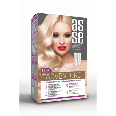 Asse Adventure Saç Boyası Seti 1+1 – No:12.00 Extra Platin