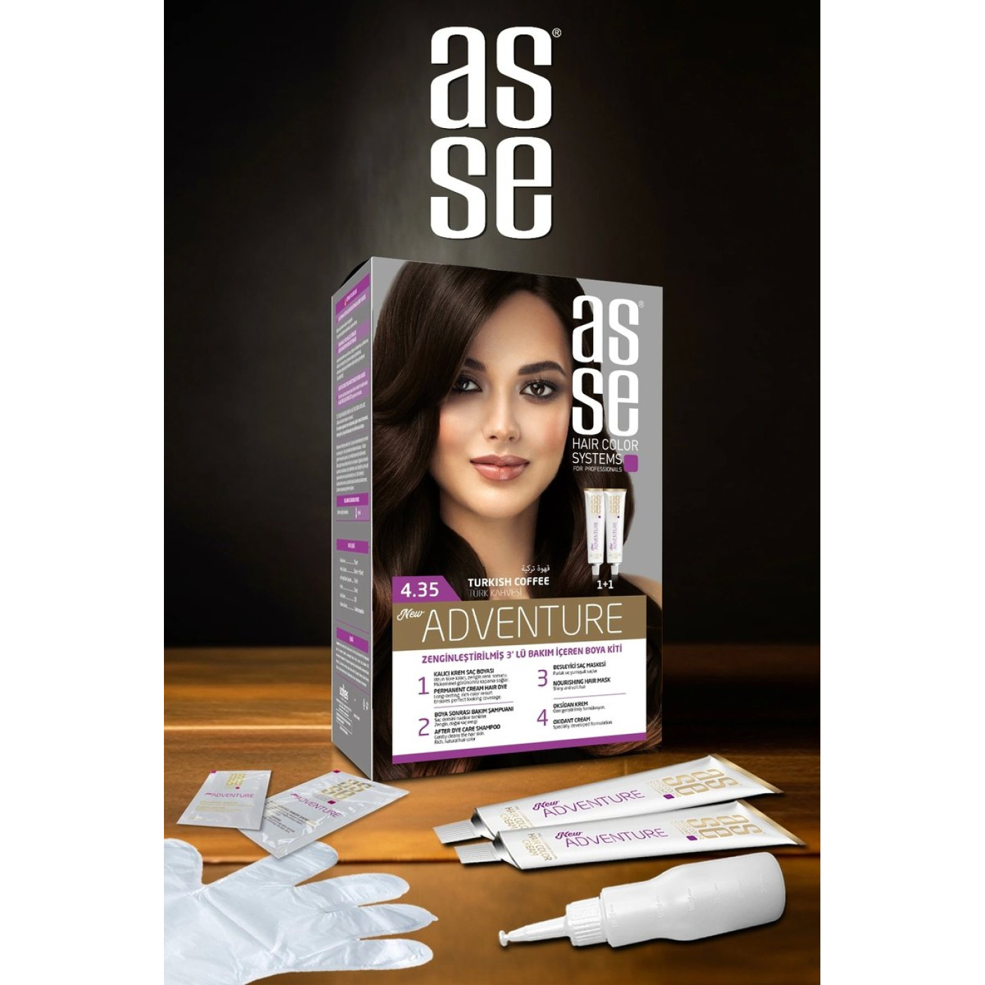Asse Adventure Saç Boyası Seti 1+1 – No:4.35 Türk Kahvesi