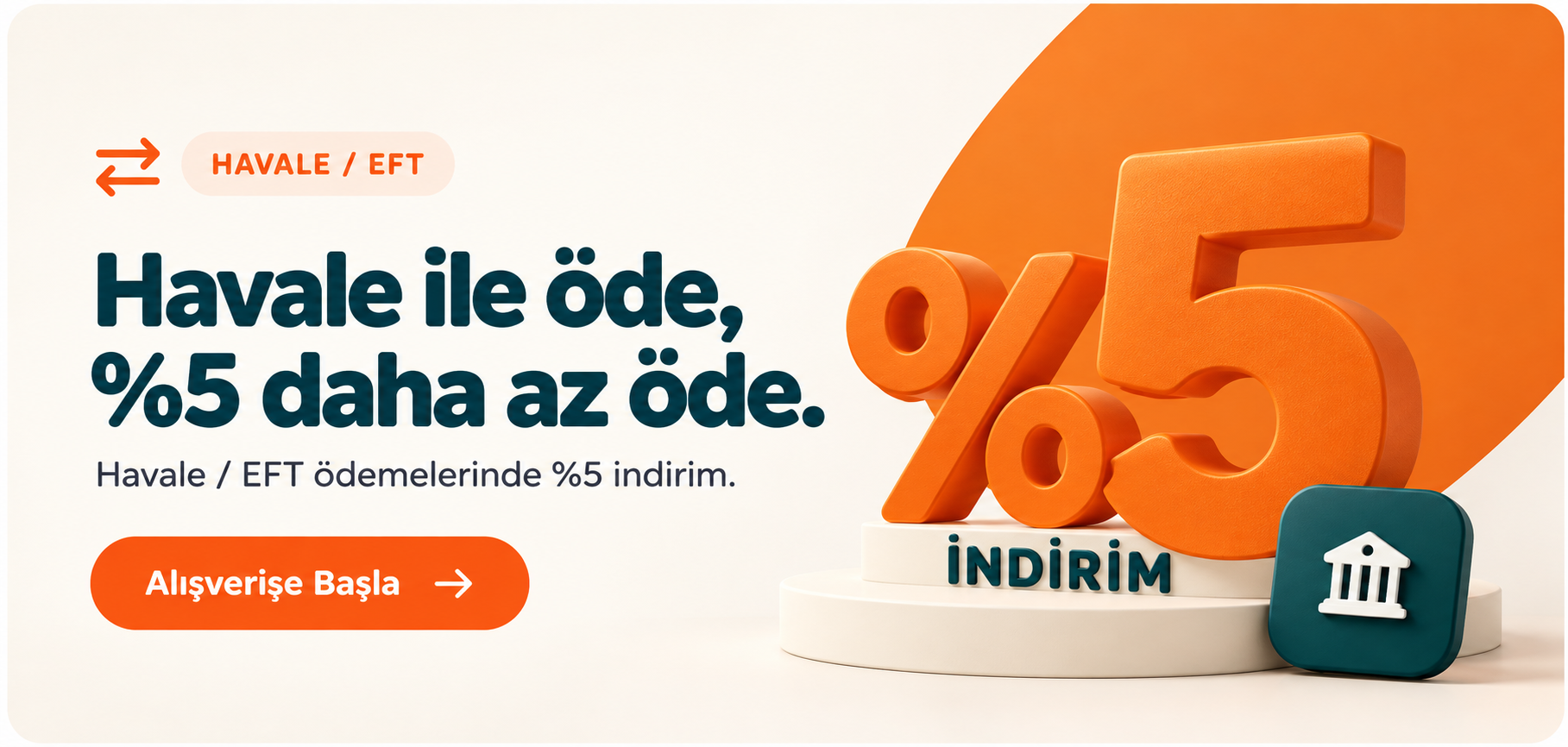 Havale / EFT ile %5 indirim