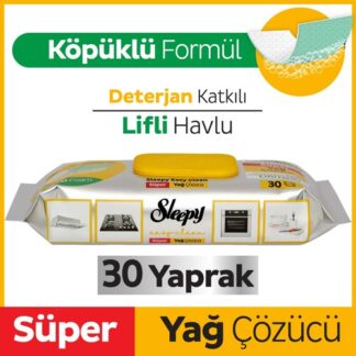 Sleepy Easy Clean Süper Yağ Çözücü Yüzey Temizlik Havlusu&Mendili 30 Yaprak