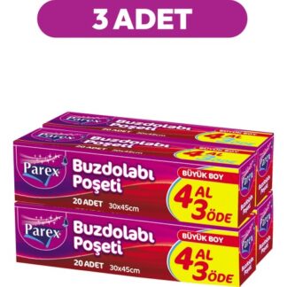 Parex Buzdolabı Poşeti Büyük Boy 4 Al 3 Öde (420) 30 x 45 cm Üçlü Set