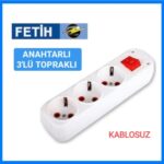 ADA HIRDAVAT Fetih Anahtarlı Kablosuz Klemensli Topraklı 3'lü Grup Priz